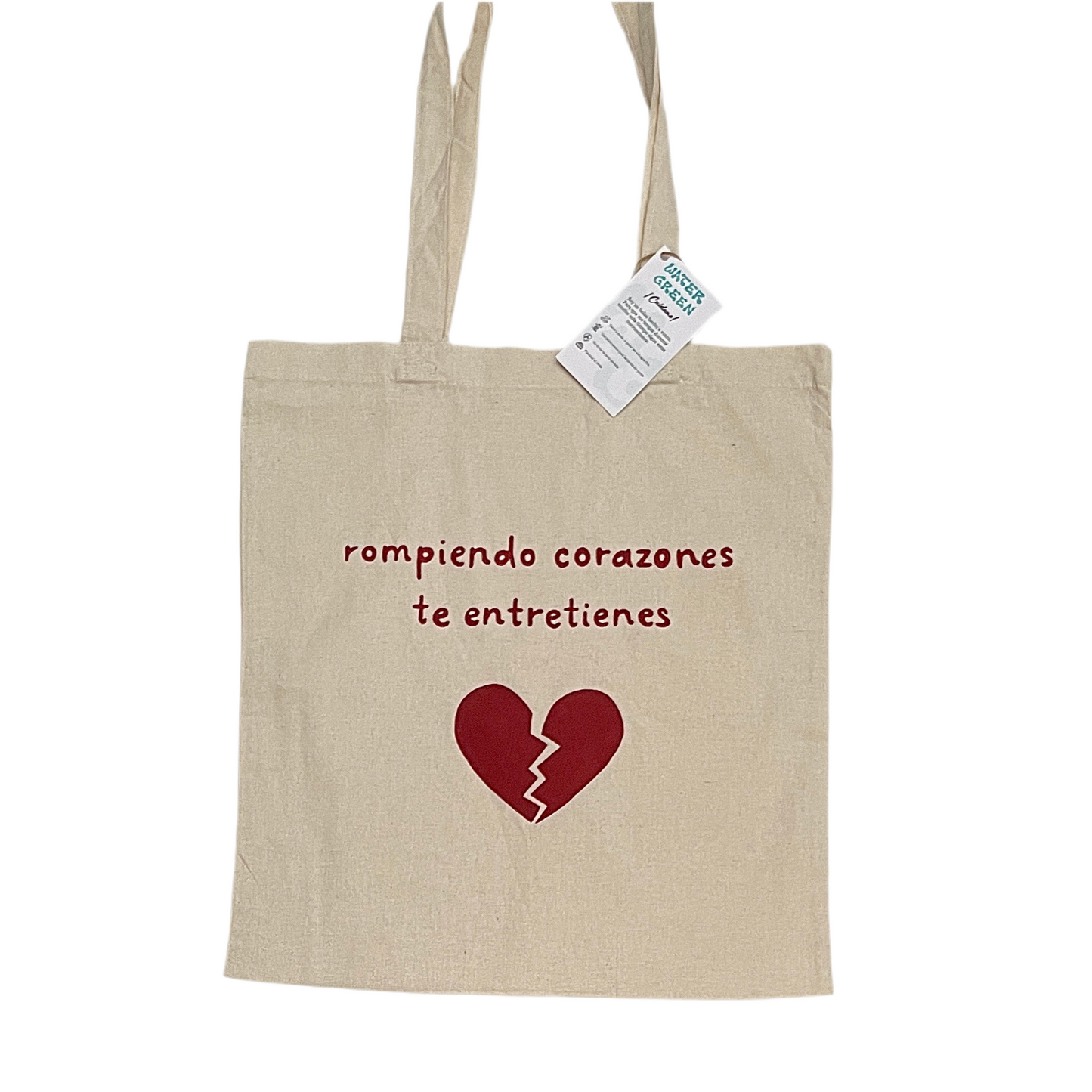 Tote bag “rompiendo corazones” pintada a mano